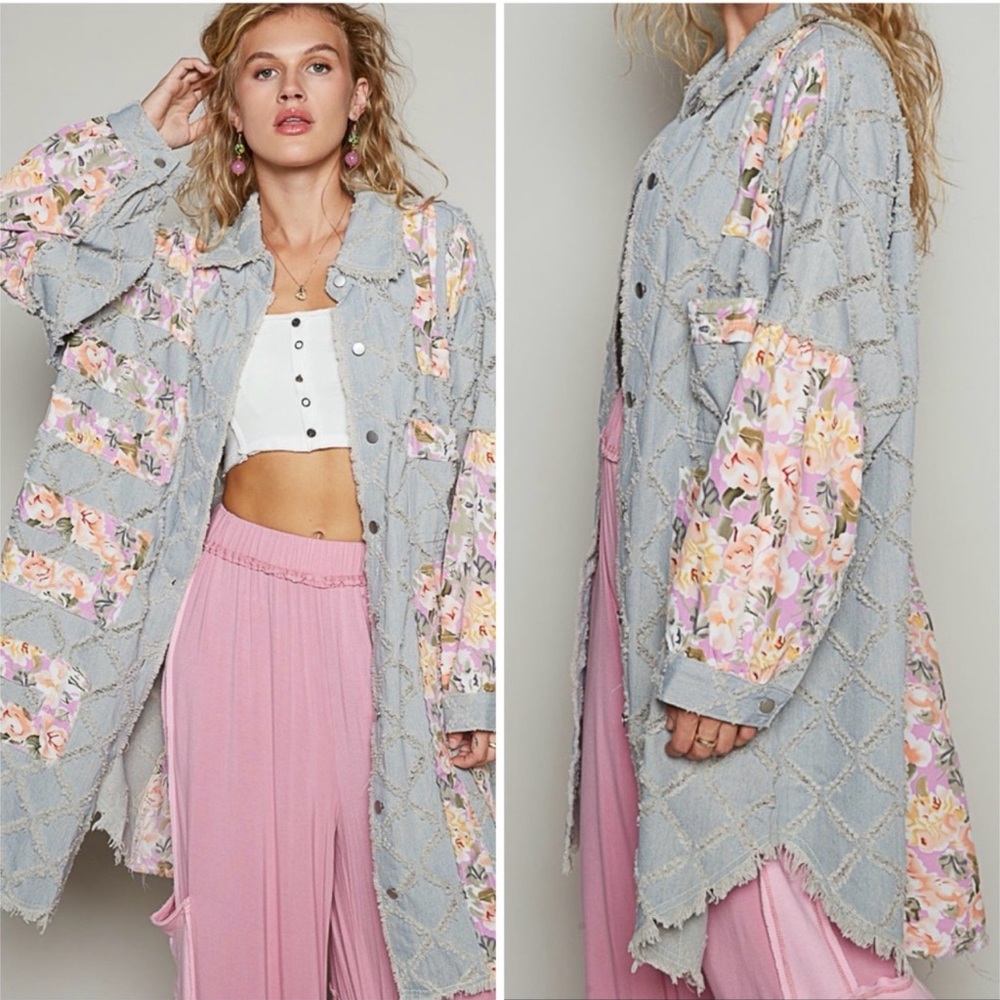 POL Pastel Patchwork Jacket L NWOT measurements on last pic Msrp $129 I paid $95 - Picture 4 of 5